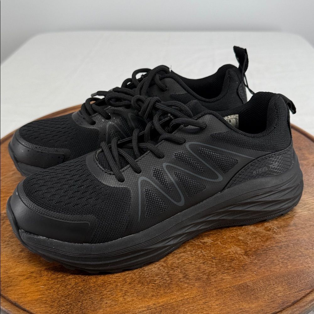 Brazos Shoes Wm 6 B Black Safety Toe Lace Up Work Oil & Slip Resistant Sneakers